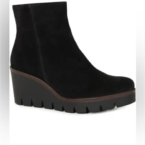 Gabor Utopia Womens Wedge Heel Ankle Boots Black Suede | Uk 4 US 7 - Picture 1 of 5